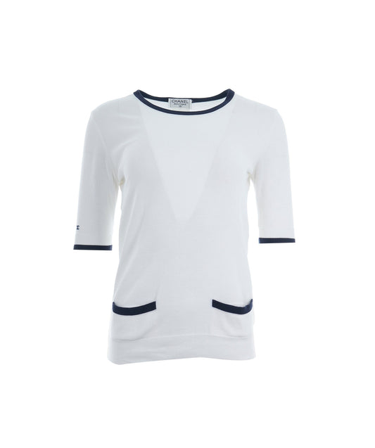 Chanel White Navy Top ASC5128