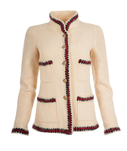 Chanel white tweed jacket 4 pockets FR36 P38782V24392 AVC1964