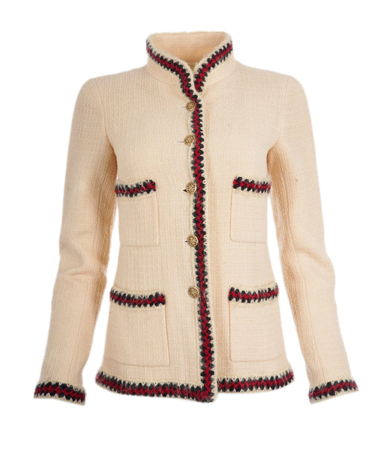 Chanel white tweed jacket 4 pockets FR36 P38782V24392 AVC1964
