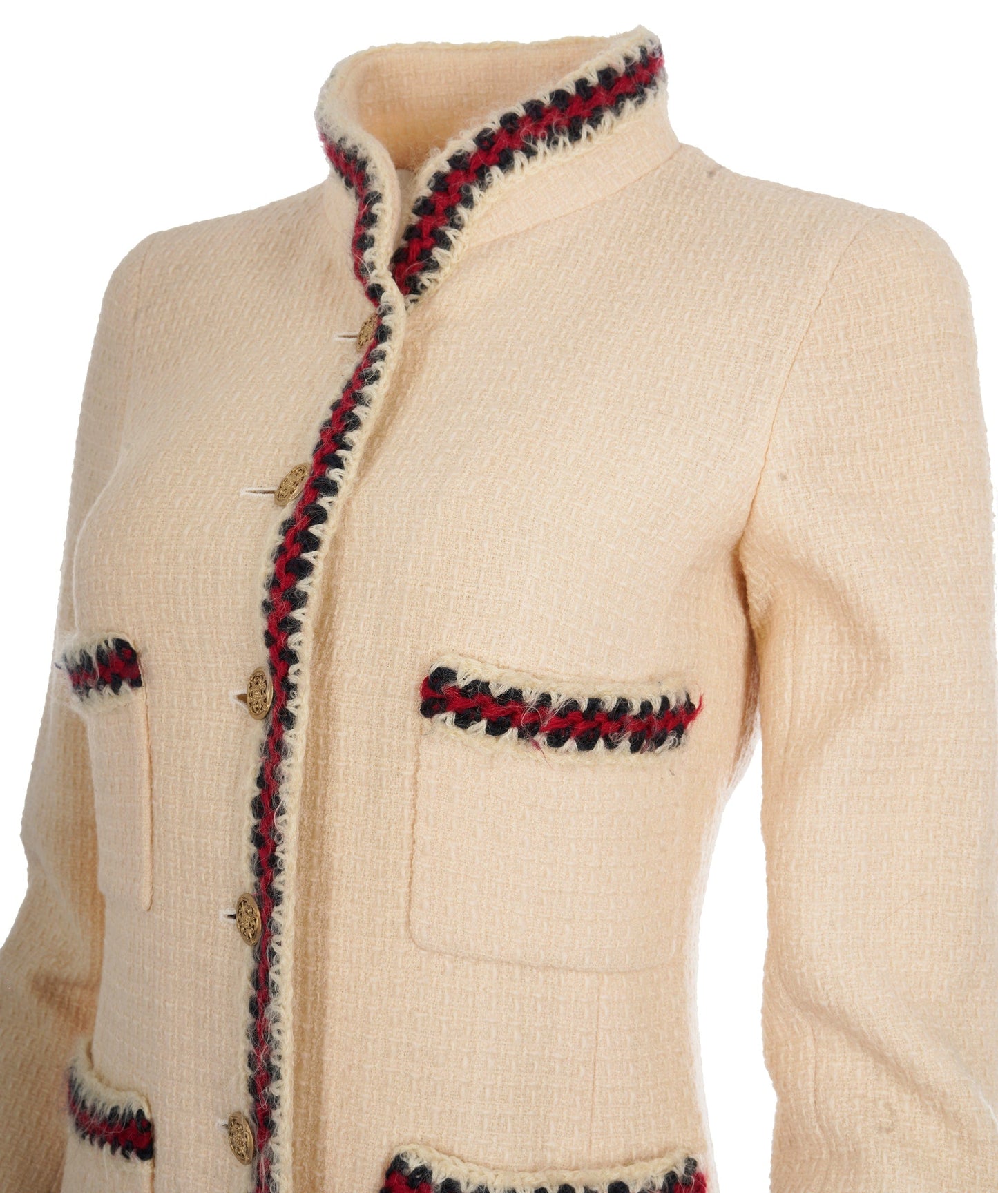 Chanel white tweed jacket 4 pockets FR36 P38782V24392 AVC1964