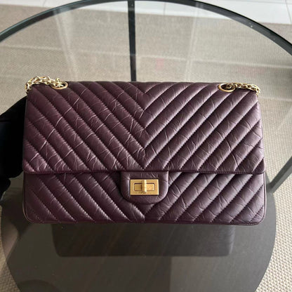 Reissue 2.55 226 28CM Medium Chevron Calfskin Burgundy GHW No 23