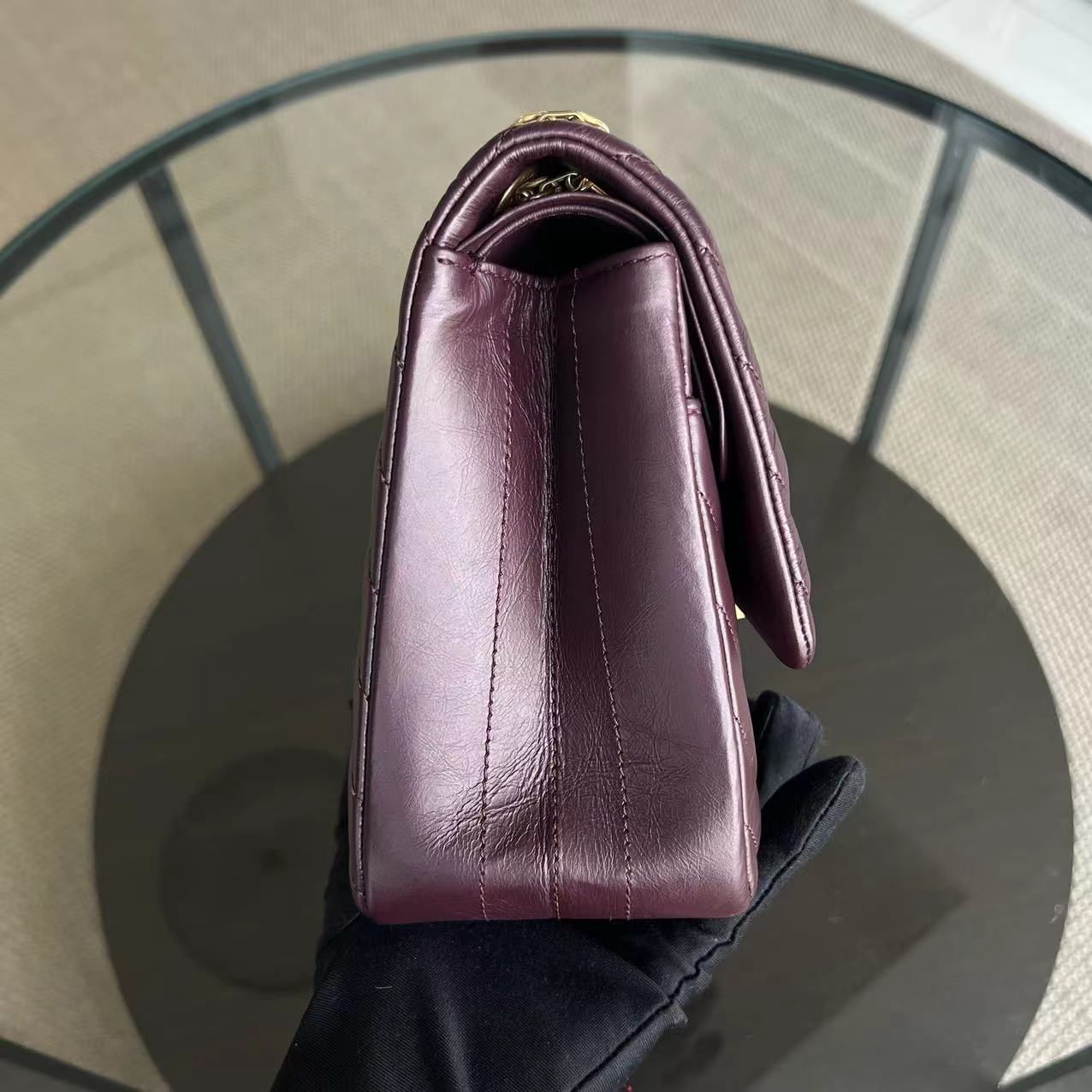 Reissue 2.55 226 28CM Medium Chevron Calfskin Burgundy GHW No 23