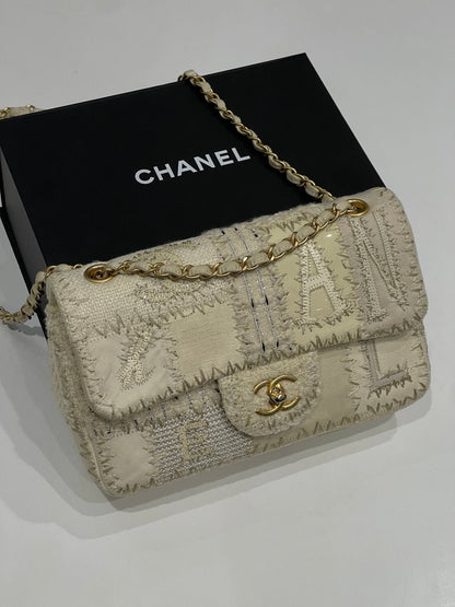 Chanel - sac classique patchwork crème