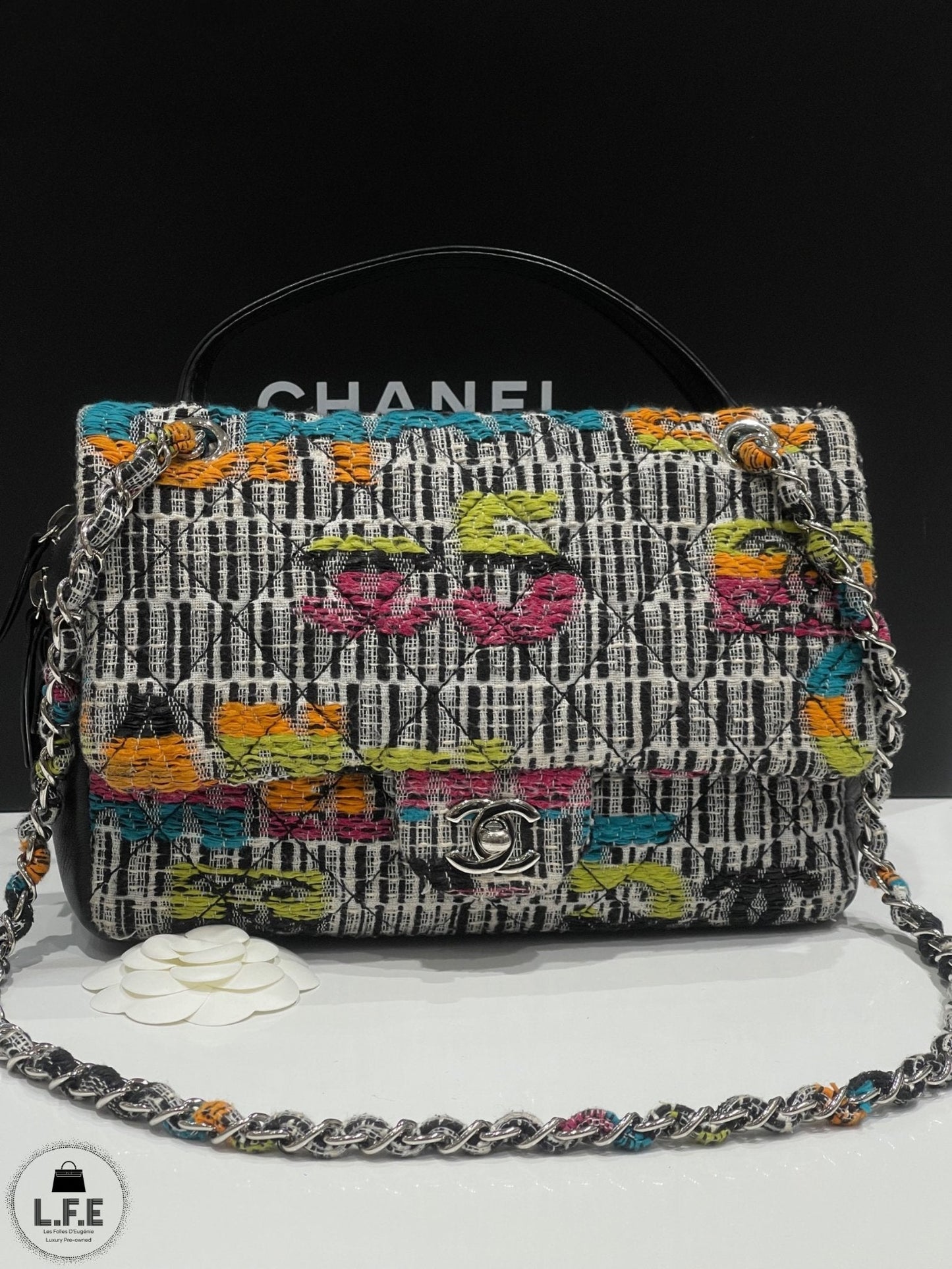 Chanel - Sac classique tweed caméra