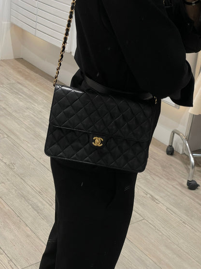 Chanel - sac classique vintage médium cuir noir