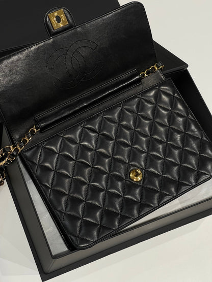 Chanel - sac classique vintage médium cuir noir