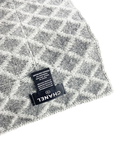Chanel Long Grey Wool Scarf