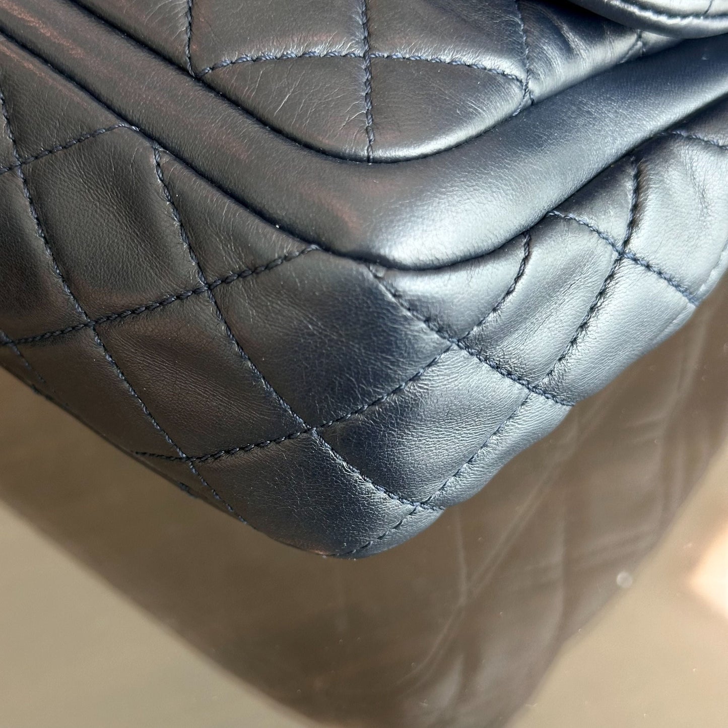 Seasonal Flap Jumbo 30CM Qulited Lambskin Dark Blue No 18