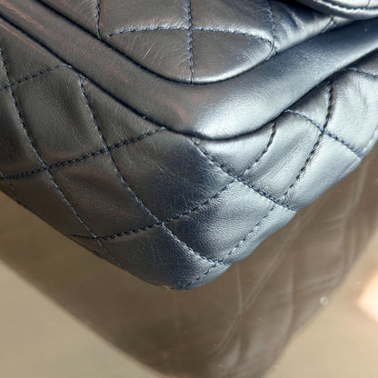 Seasonal Flap Jumbo 30CM Qulited Lambskin Dark Blue No 18
