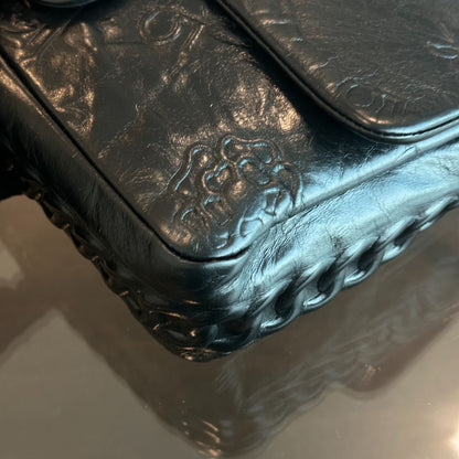 Seasonal Flap Previous Symbols Flap Bag Embossed Calfskin Black SHW No 19