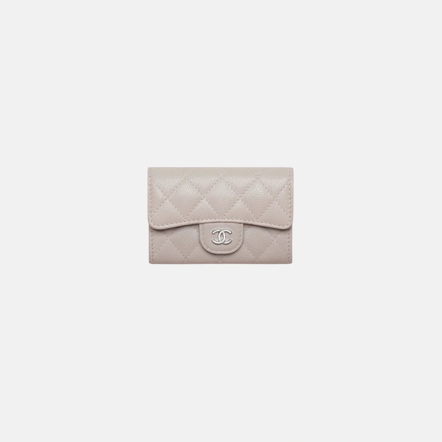 Chanel Shiny Classic Card Holder, Dark Grey, Grained Calfskin , Silver Tone Metal 