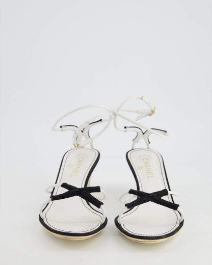 Chanel Vintage Black & White Strappy Kitten Heels Size EU 40