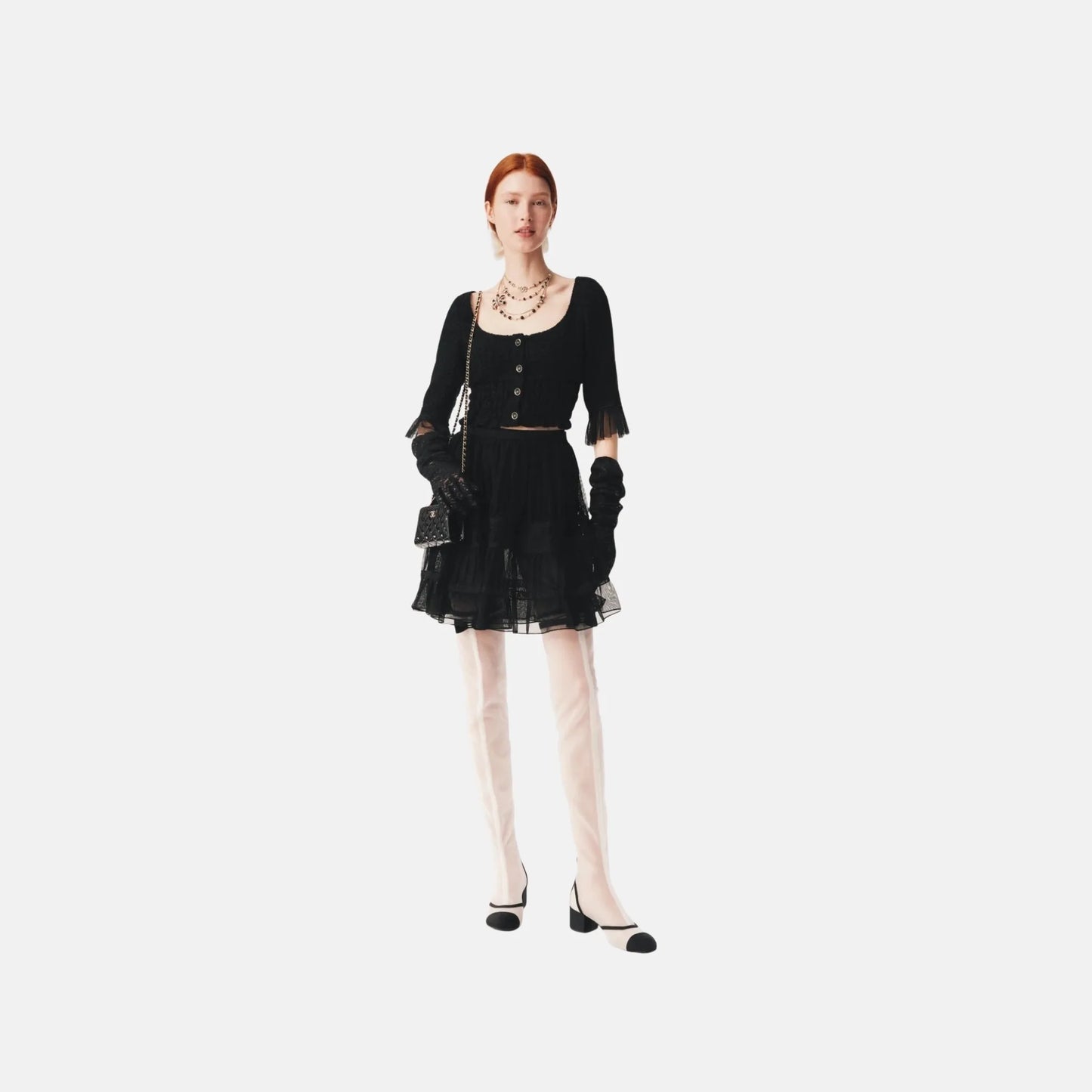 Chanel skirt in Iridescent Wool Tweed and Cotton Tulle, Front 