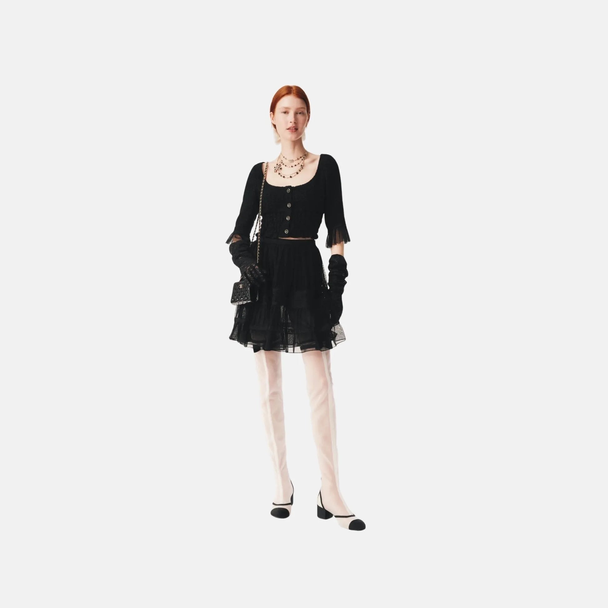 Chanel skirt in Iridescent Wool Tweed and Cotton Tulle, Front 