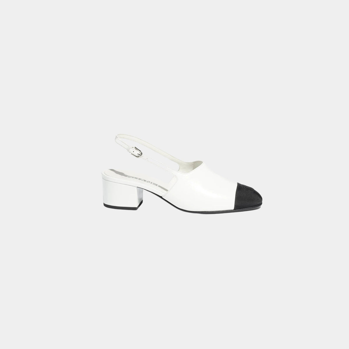 Slingbacks Goatskin Grosgrain White Black