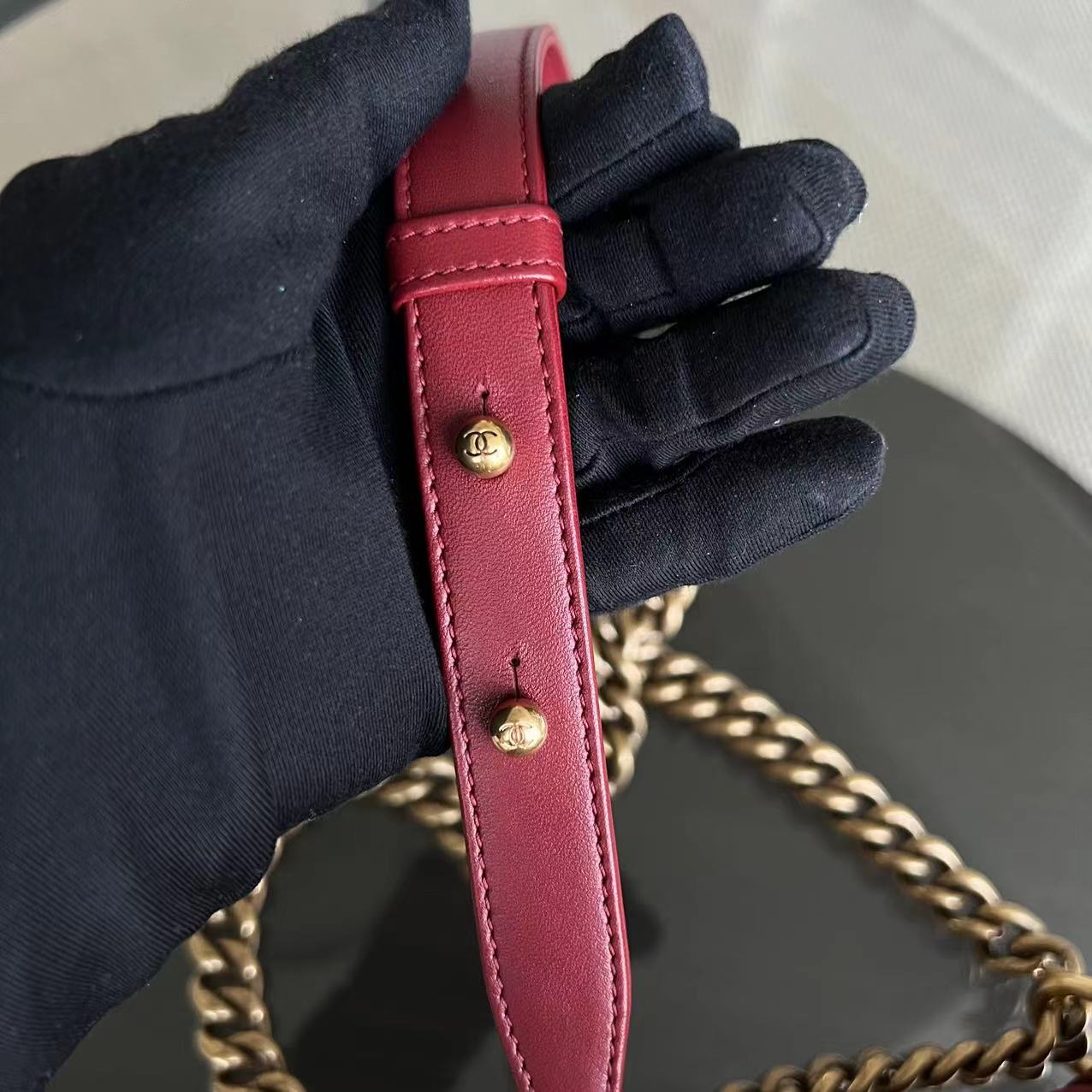 Small Boy 20CM Quilted Lambskin Red GHW No 19