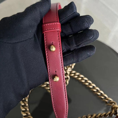 Small Boy 20CM Quilted Lambskin Red GHW No 19