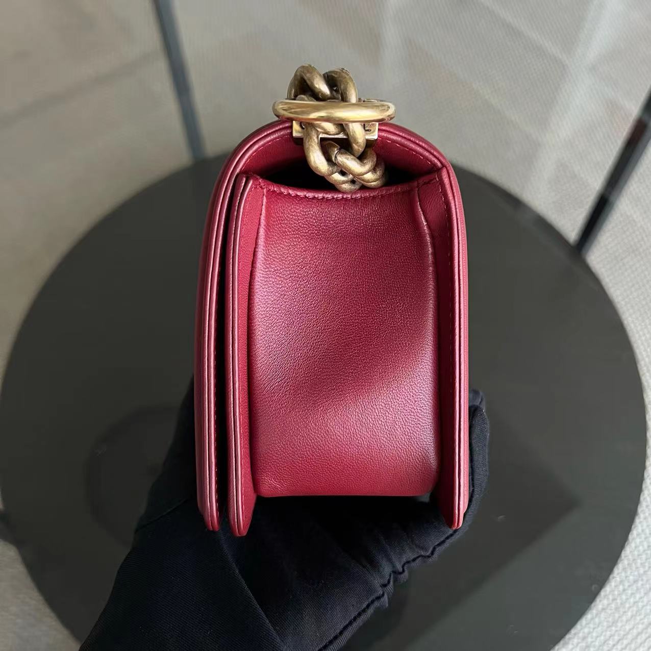 Small Boy 20CM Quilted Lambskin Red GHW No 19