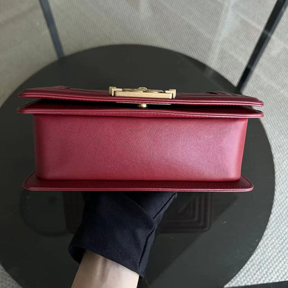 Small Boy 20CM Quilted Lambskin Red GHW No 19