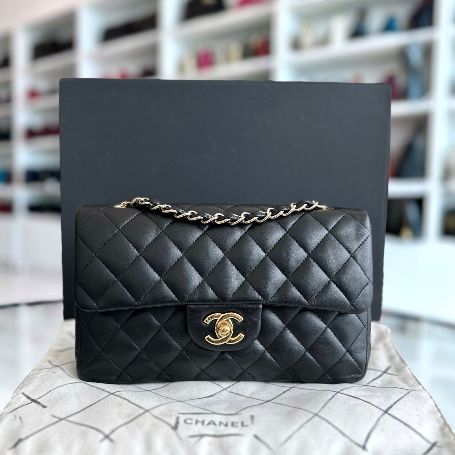 Small Classic Flap 23CM Quilted Lambskin Black GHW No 12