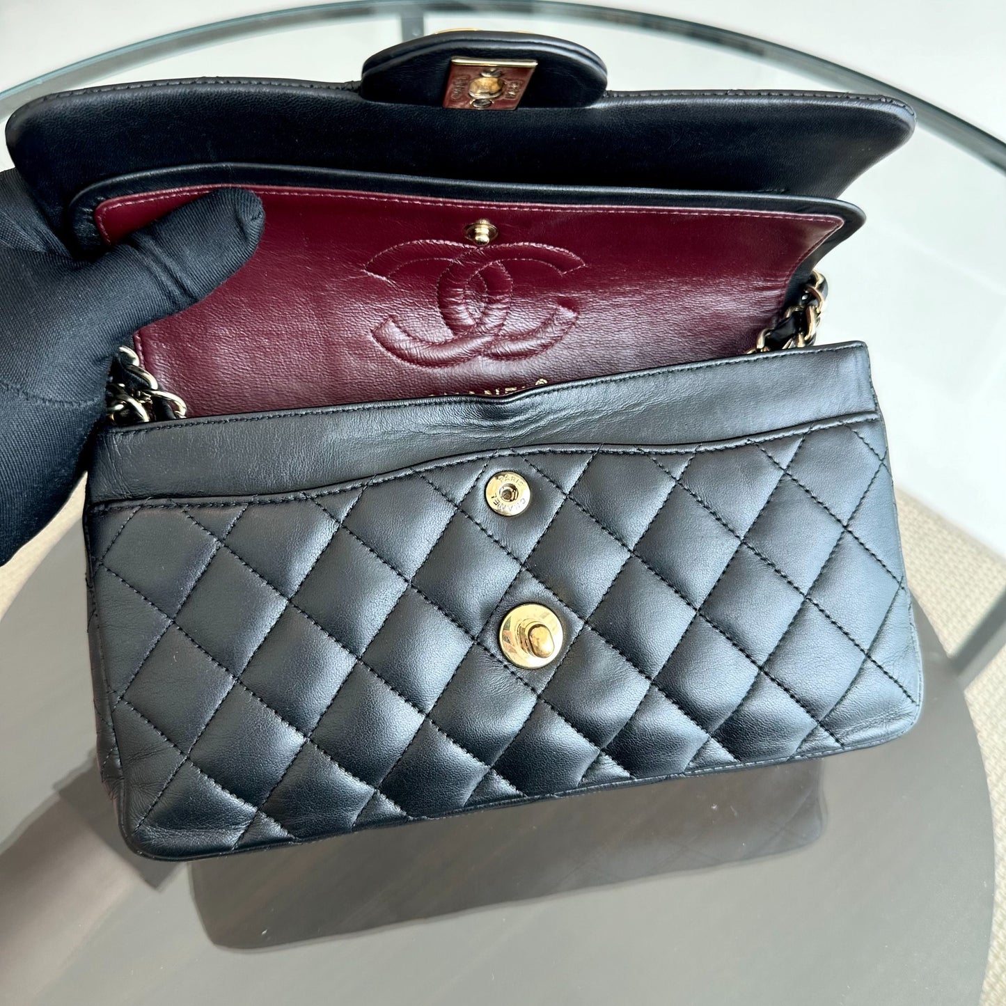 Small Classic Flap 23CM Quilted Lambskin Black GHW No 12
