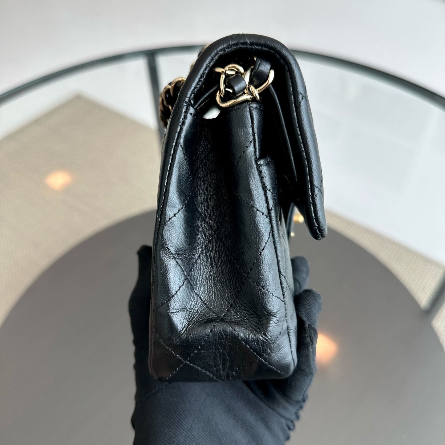 Small Classic Flap 23CM Quilted Lambskin Black GHW No 12