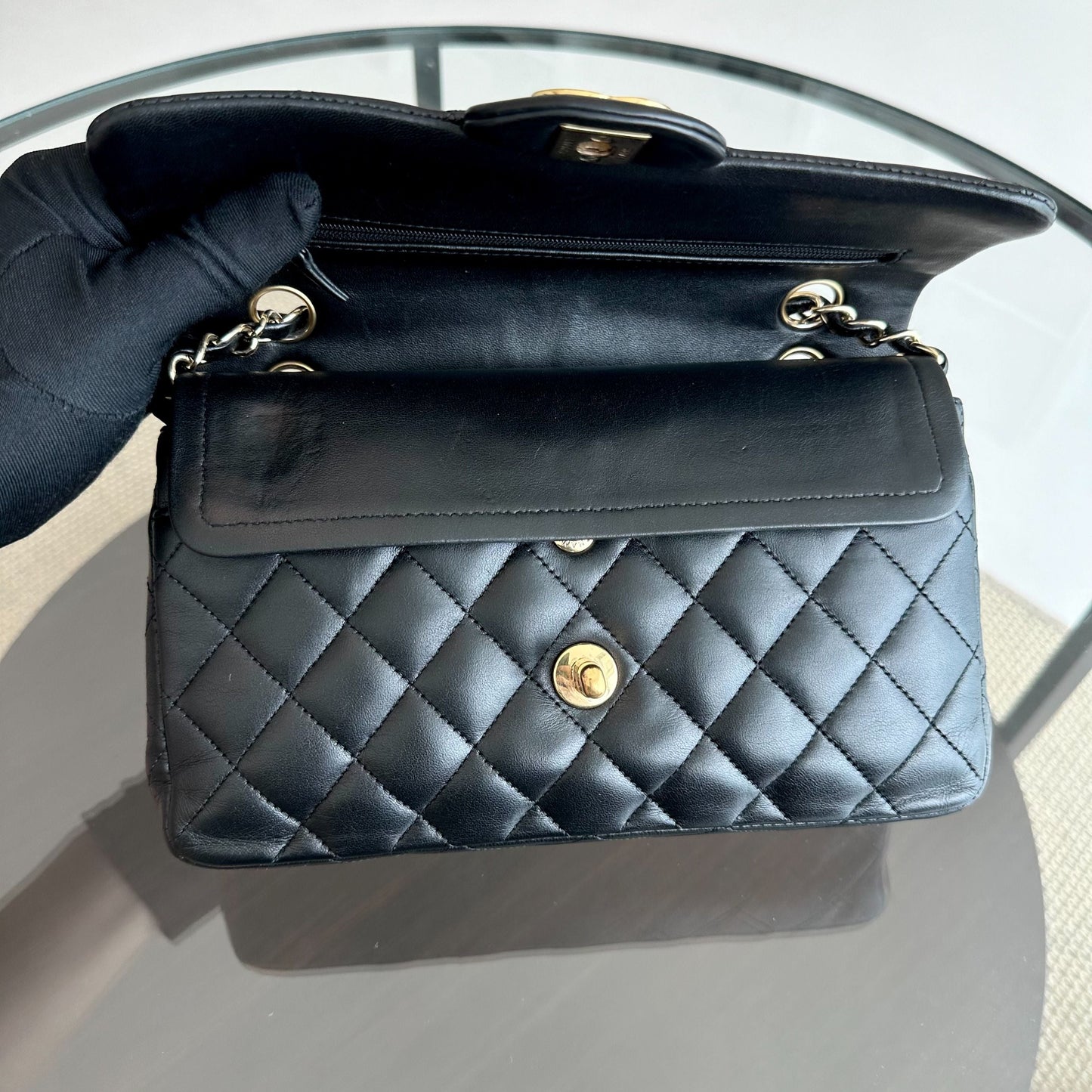 Small Classic Flap 23CM Quilted Lambskin Black GHW No 12