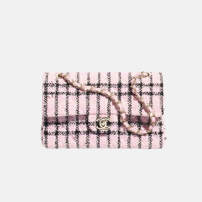 Chanel Small Classic Handbag In Tweed And Gold Metal, Fornt