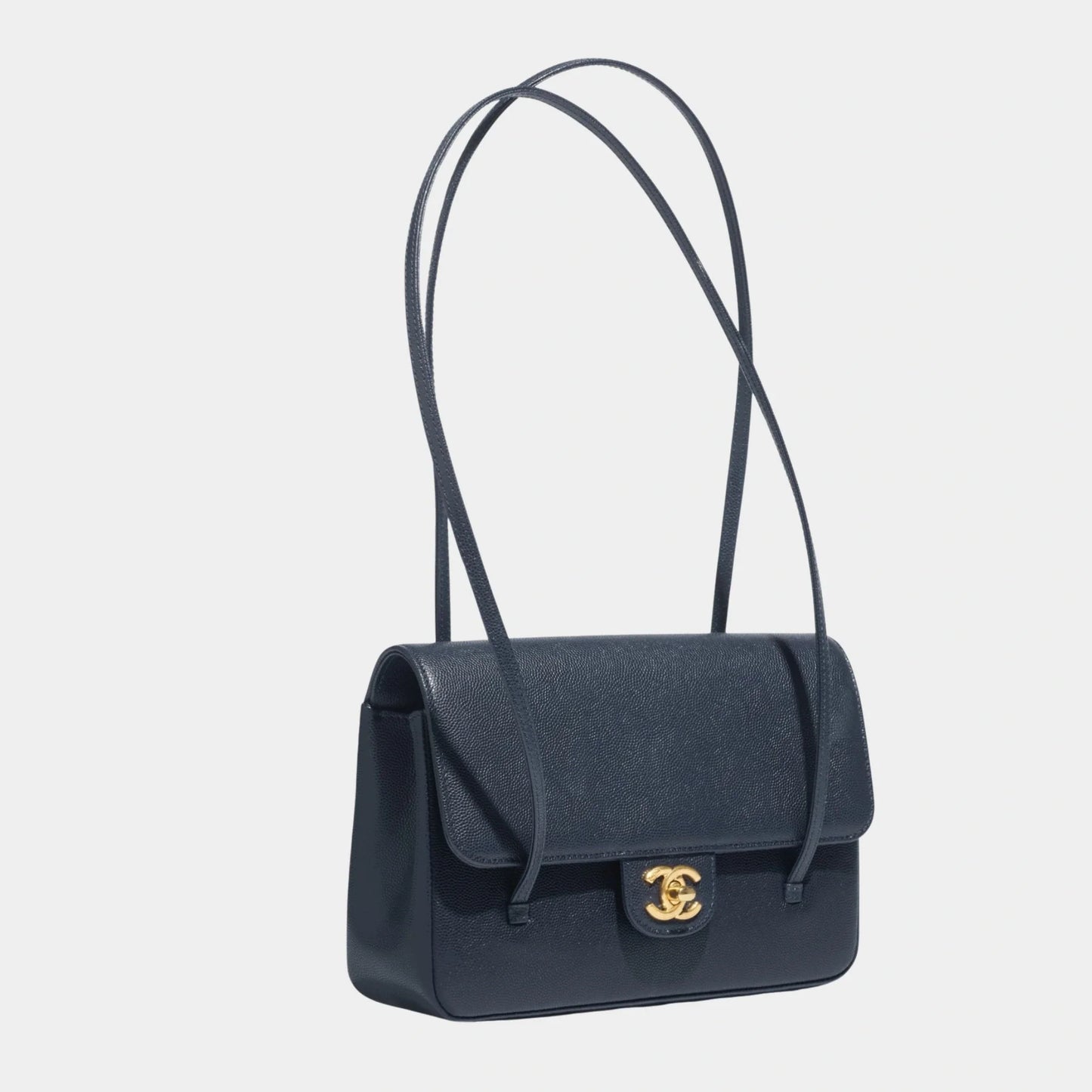 Small Flap Bag Grained Shiny Calskin & Gold Tone Metal