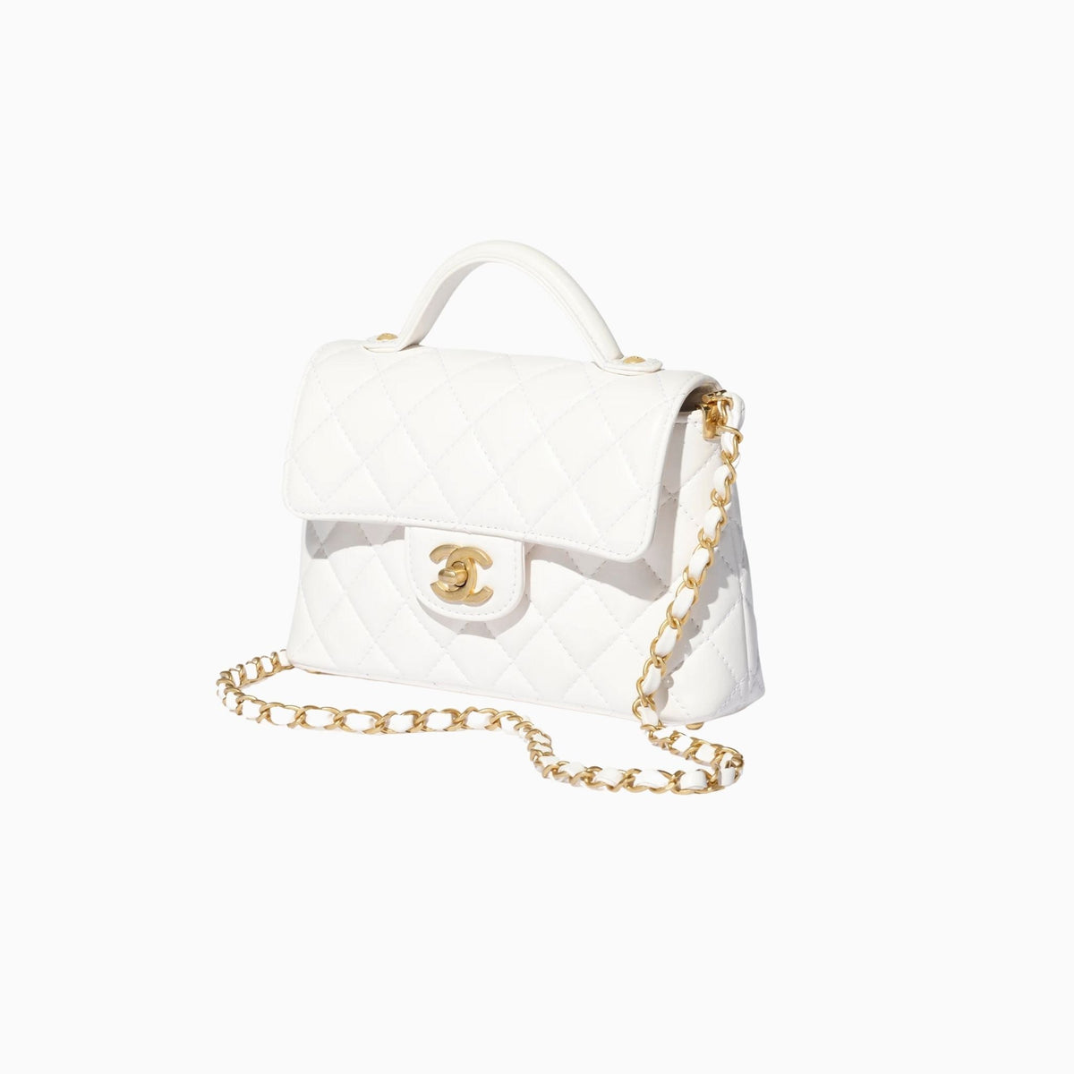 Small Flap Bag With Top Handle Lambskin
