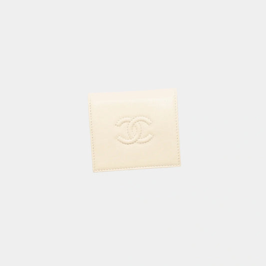 Chanel Small Flap Wallet Grained Shiny Calfskin , Light Beige, Front