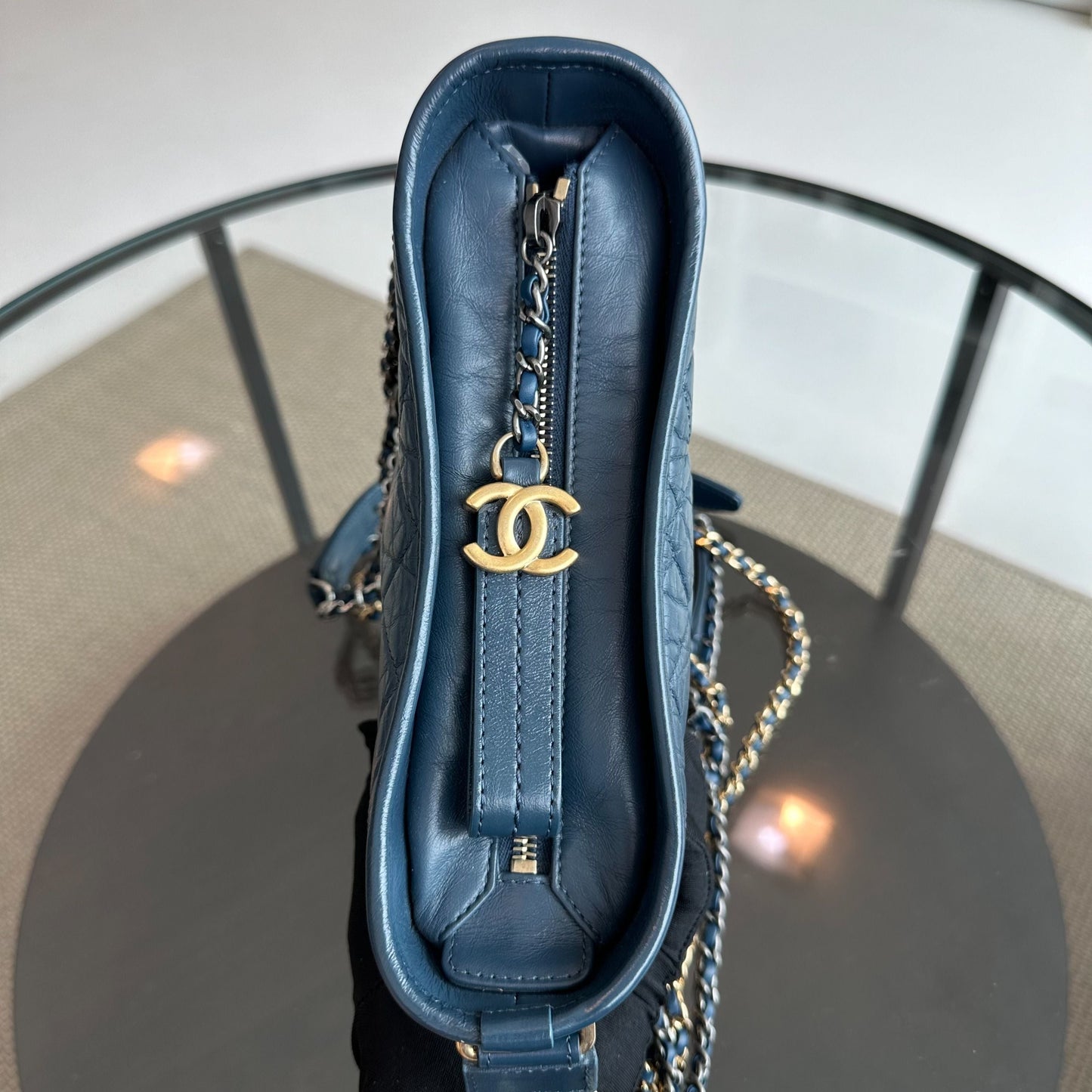 Small Gabrielle Hobo Calfskin Dark Blue GHW No 26