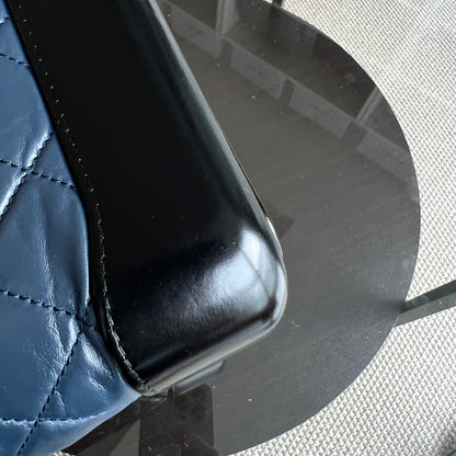 Small Gabrielle Hobo Quilted Calfskin Dark Blue Black Two-Tone Hardware