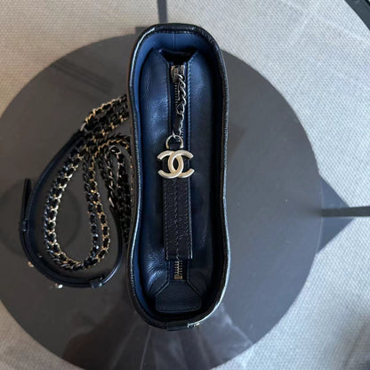 Small Gabrielle Hobo Quilted Calfskin Dark Blue Black Two-Tone Hardware No 26