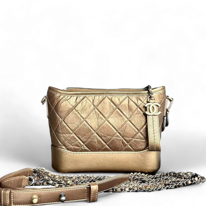 Chanel Gabrielle Small - Quilted Calfskin Bronze Gold Two-Tone Hardware Series 23