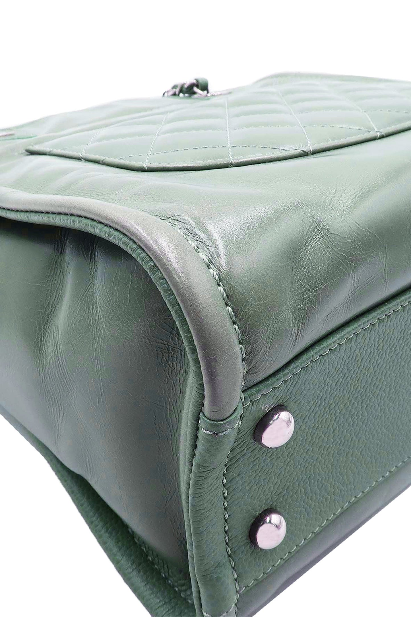 Small North South Deauville Tote Glazed Green