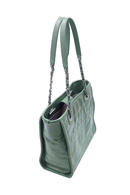 Small North South Deauville Tote Glazed Green