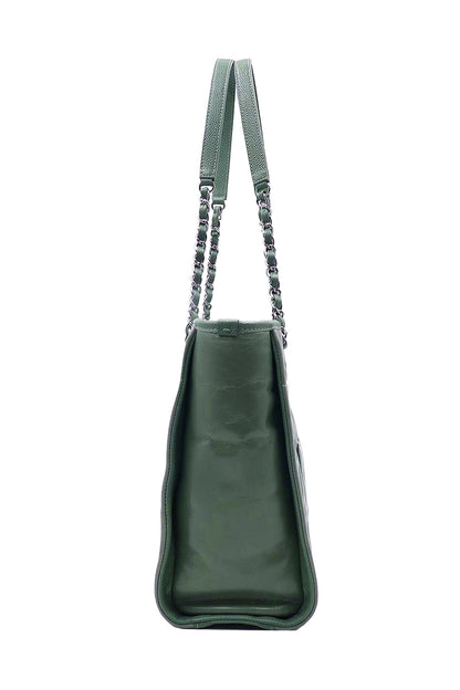 Small North South Deauville Tote Glazed Green