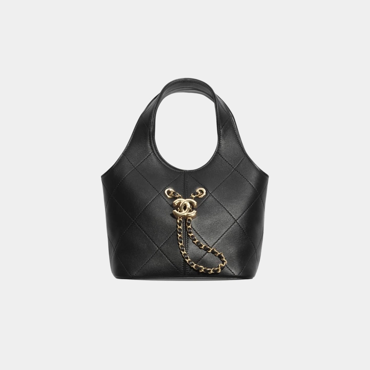 Chanel Small Tote Calfskin & Gold Tone Metal Black, Front 