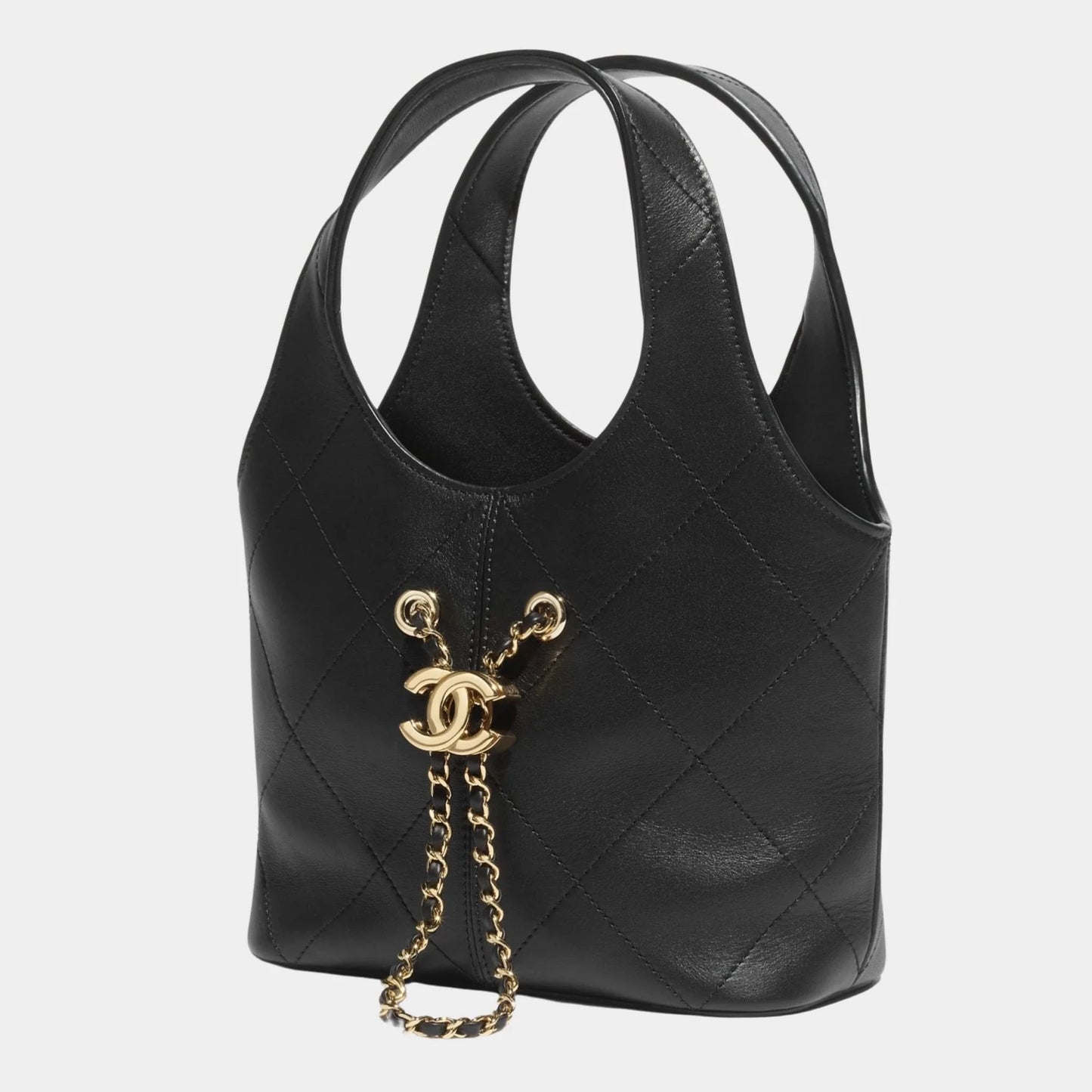 Small Tote Calfskin & Gold Tone Metal Black