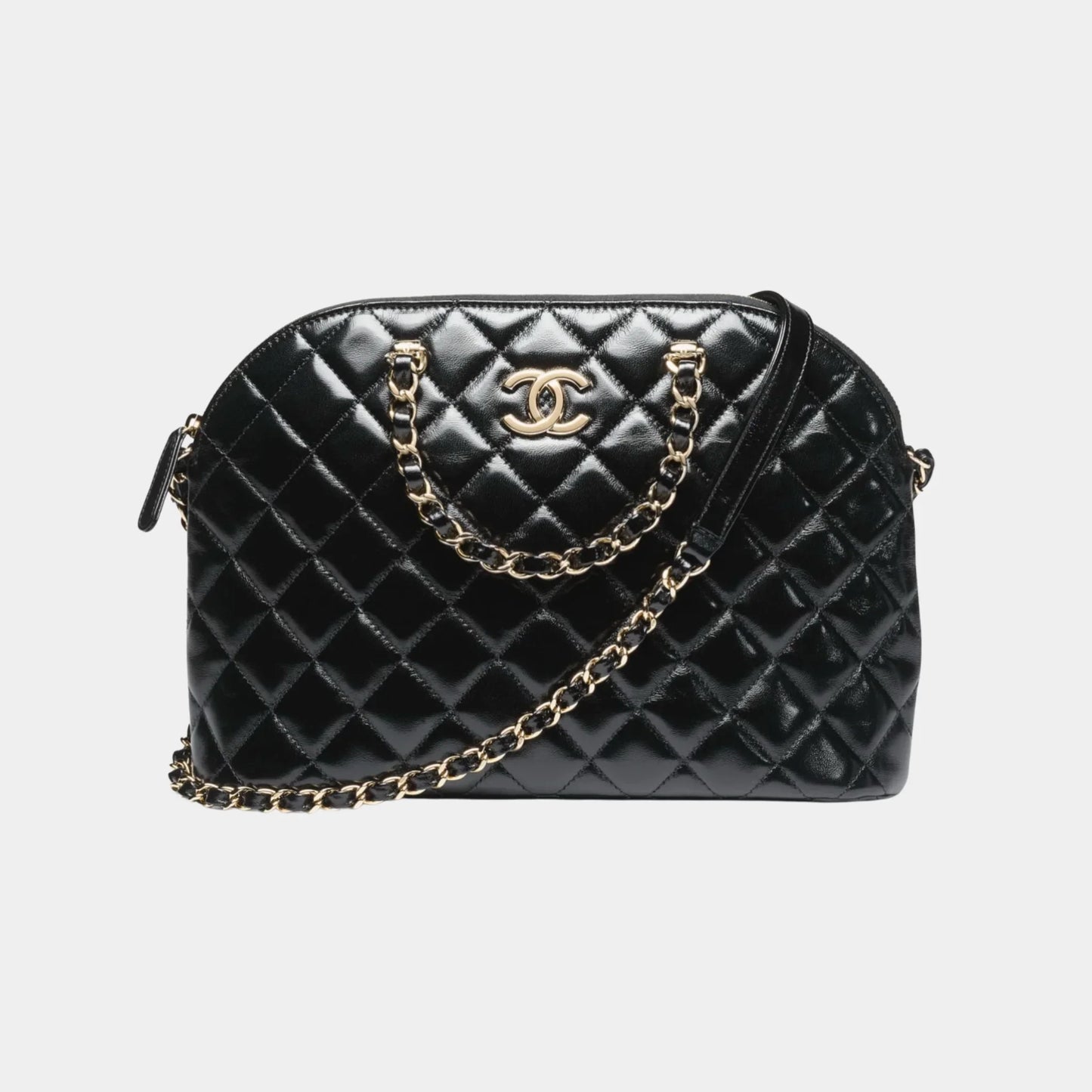 Small Tote in Shiny Lambskin & Gold-Tone Metal