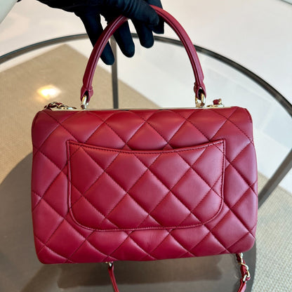 Small Trendy CC Flap Quilted Lambskin Red GHW No 28