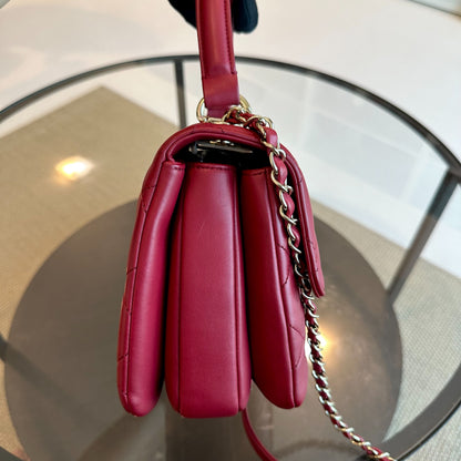 Small Trendy CC Flap Quilted Lambskin Red GHW No 28