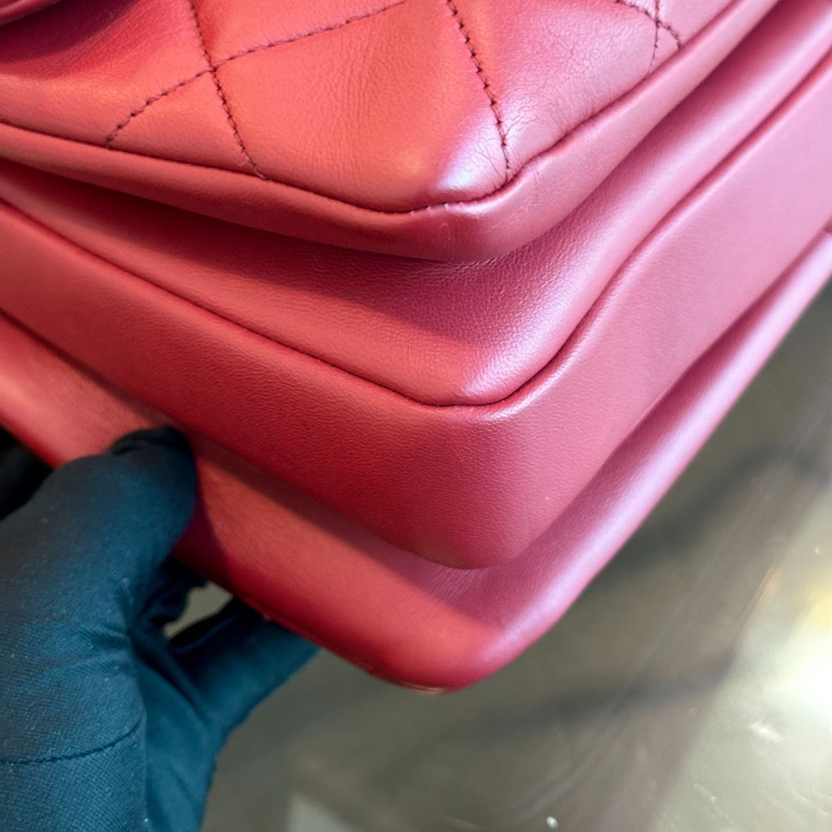 Small Trendy CC Flap Quilted Lambskin Red GHW No 28