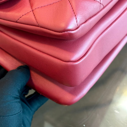Small Trendy CC Flap Quilted Lambskin Red GHW No 28