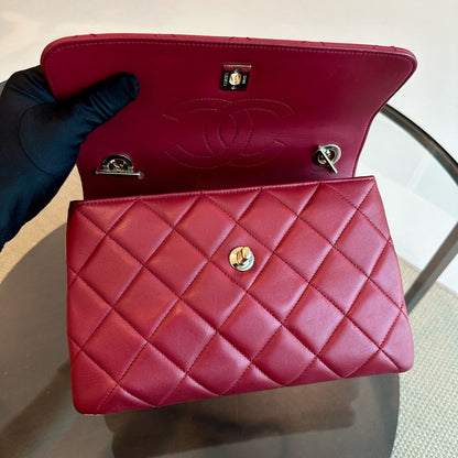 Small Trendy CC Flap Quilted Lambskin Red GHW No 28
