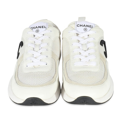 Chanel White Mesh and Leather CC Logo Trainer 42