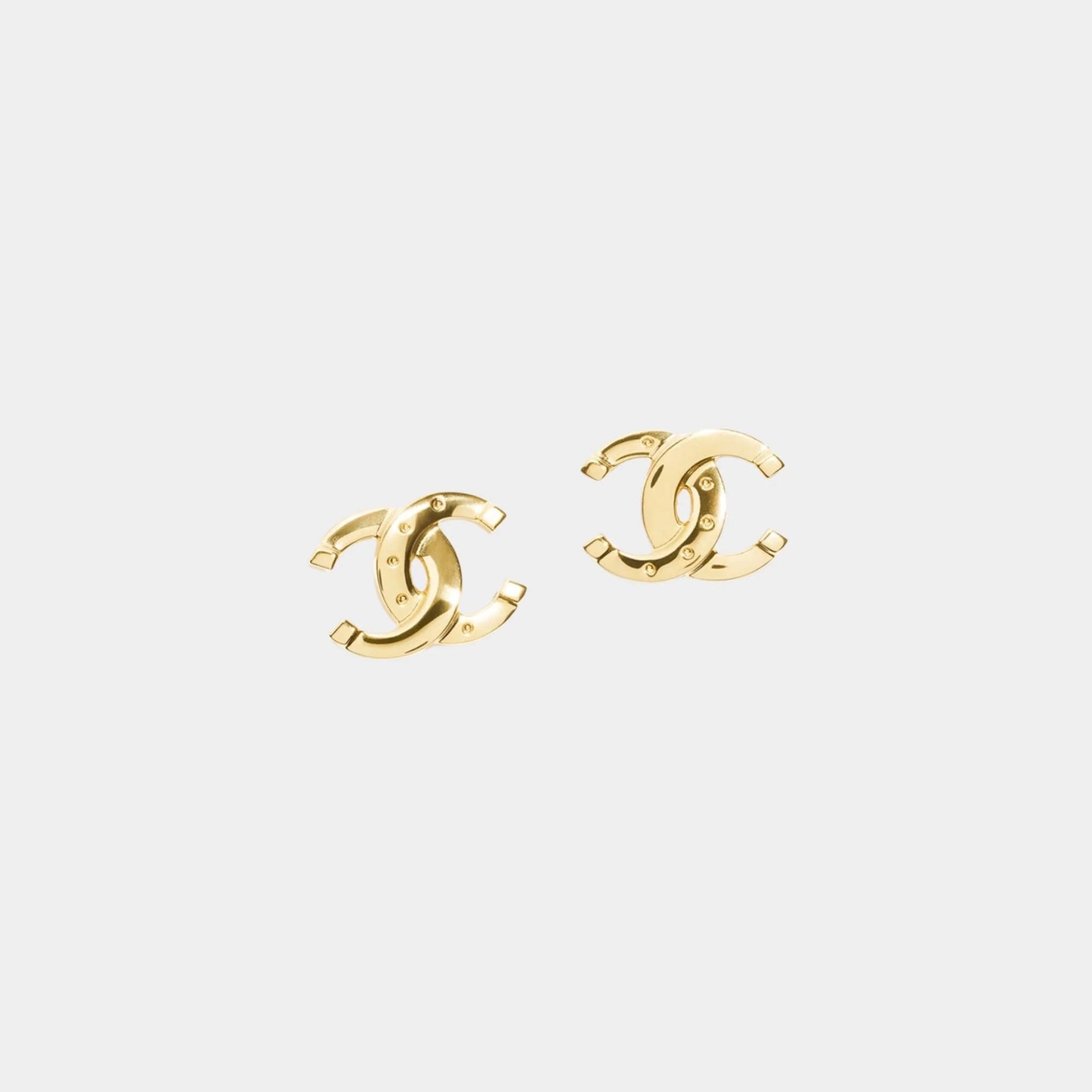 Studs Rivets CC Earrings Metal Gold