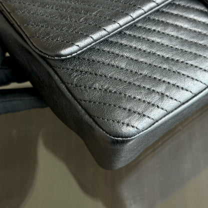 Surpique CC Herringbone Medallion Chevron Goatskin Medium Black GHW No 21