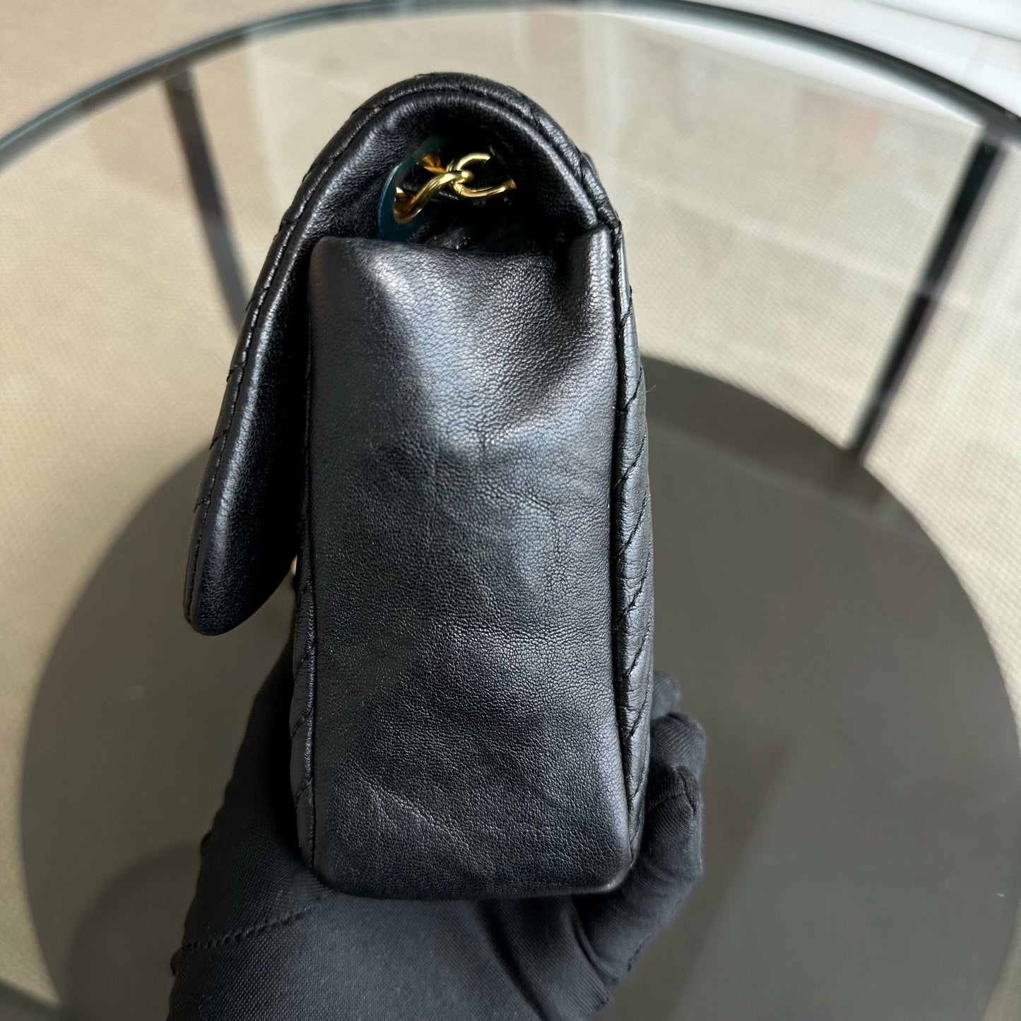 Surpique CC Herringbone Medallion Chevron Goatskin Medium Black GHW No 21